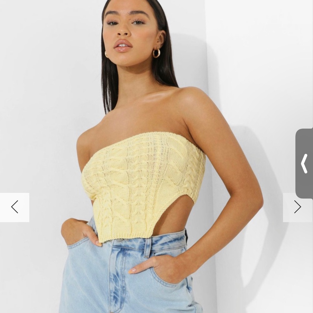 Boohoo Cable Knit Corset Style Strapless Top